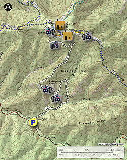 Small map for Mount LeConte via Alum Cave Trail