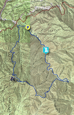 Small map for Mt Cammerer and Big Creek Hike
