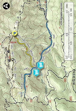 Small map for North Harper Creek Falls Hike