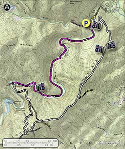 Small map for North River Gorge Hike