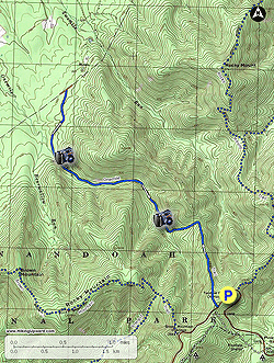 Small map for Onemile Run Hike