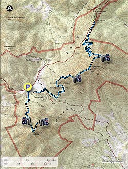 Small map for Peaks of Otter Hike