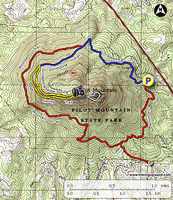 Small map for Pilot Mountain Hike