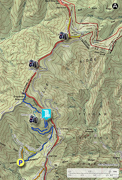 Small map for Pinnacle, Rocky Knob, and Walkers Knob Hike