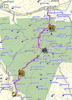 Small map for Presidential Range Hike