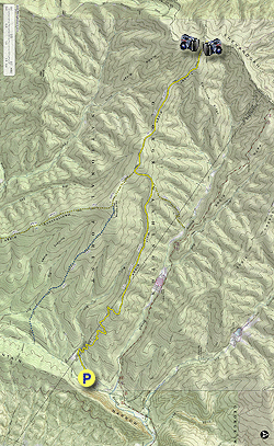 Small map for Reddish Knob Hike