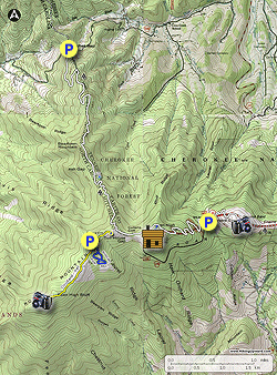 Small map for Roan Mountain Hike