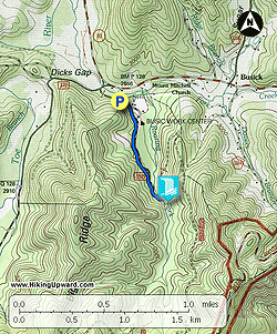 Small map for Roaring Fork Falls Hike