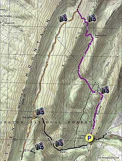Small map for Roaring Run Hike