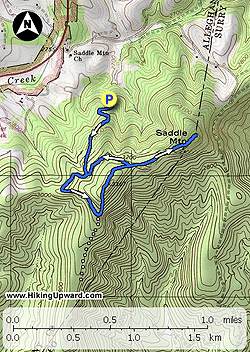 Small map for Saddle Mountain Hike