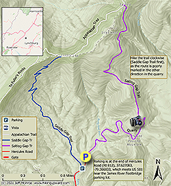 Small map for Saltlog Gap Loop Hike