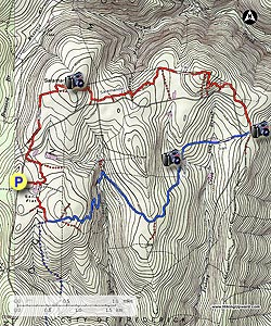 Small map for Sand Flat via Salamander Trail Hike