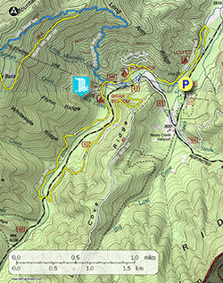 Small map for Setrock Creek Falls and South Toe River Hike