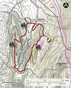 Small map for Short Hill Loop Hike