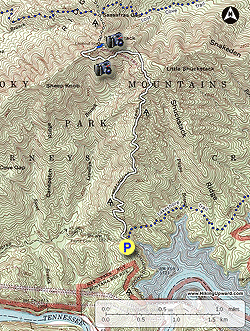 Small map for Shuckstack Lookout Tower Hike