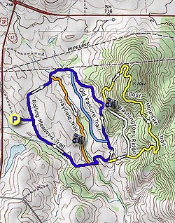 Small map for Sky Meadows Farms and Lost Mountain Hike