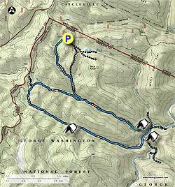 Small map for Slabcamp Run and Locust Spring Hike