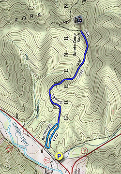 Small map for Smoke Camp Knob Hike