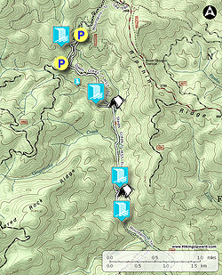 Small map for Steels Creek Falls Hike