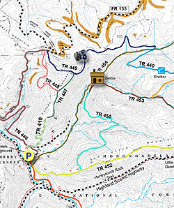Small map for Tea Creek Hike