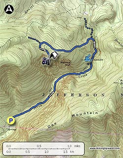 Small map for The Cascades and Barney's Wall Hike