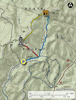 Small map for Thorny Mountain Lookout Tower Hike