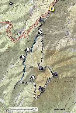 Small map for Three Ridges Hike