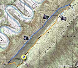 Small map for Three Top Mountain Hike