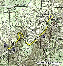 Small map for Tibbet Knob Hike