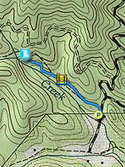 Small map for Toms Creek Falls Hike