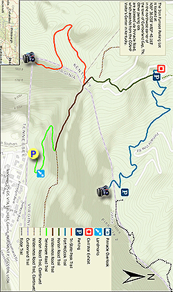 Small map for Tri-State Peak and Pinnacle Hike