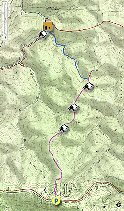 Small map for Tumbling Rock Hike