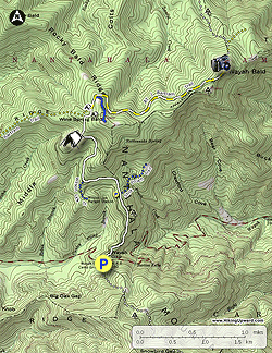 Small map for Wayah Bald Hike