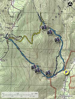 Small map for White Oak Canyon and Cedar Run Hike