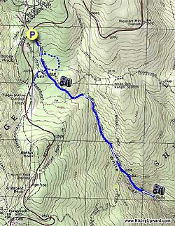 Small map for White Oak Canyon Hike
