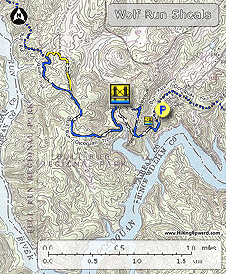Small map for Wolf Run Shoals Hike
