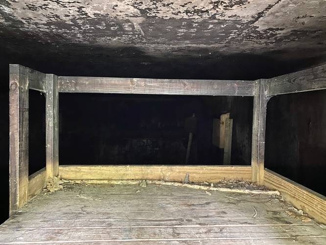 View inside porthole of abandoned nuclear jet engine bunker