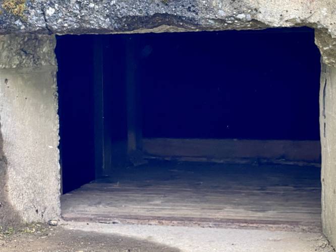 View inside porthole of abandoned nuclear jet engine bunker