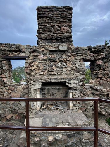 Fireplace in the cabin ruins
