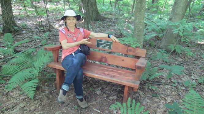 Memorial bench on the Father Loop Trail