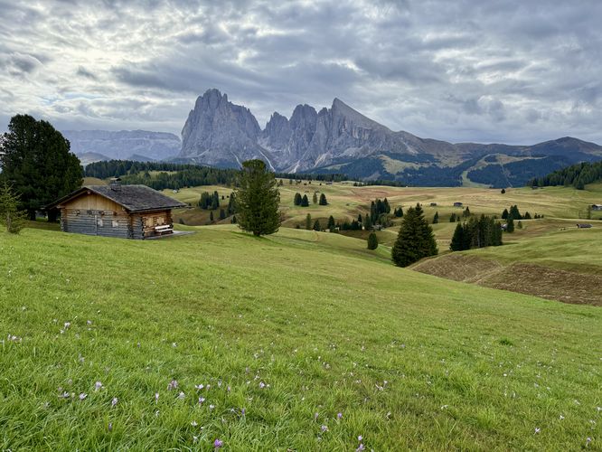 Quaint chalet sits in the sprawling meadows of Alpe di Siusi