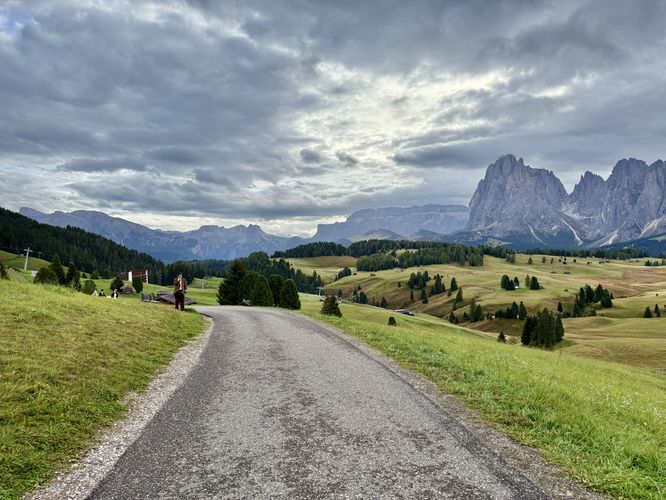 Paved road along the hike through Seiser Alm