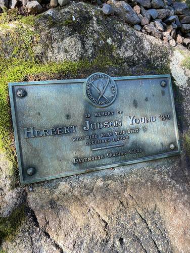 Plaque dedicated to Herbert Judson Young who died near here on December 1, 1928 at the age of 32