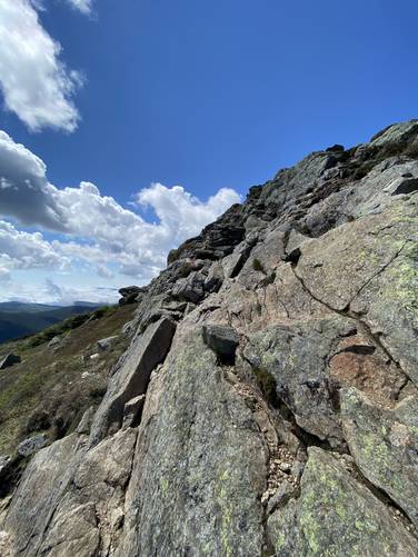 Rock ledge scramble on Mt. Monroe