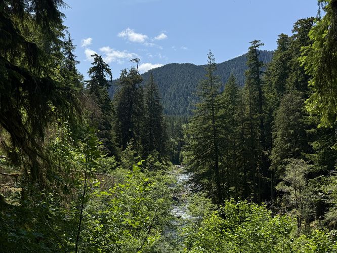 View of the Sol Duc River and surrounding mountains