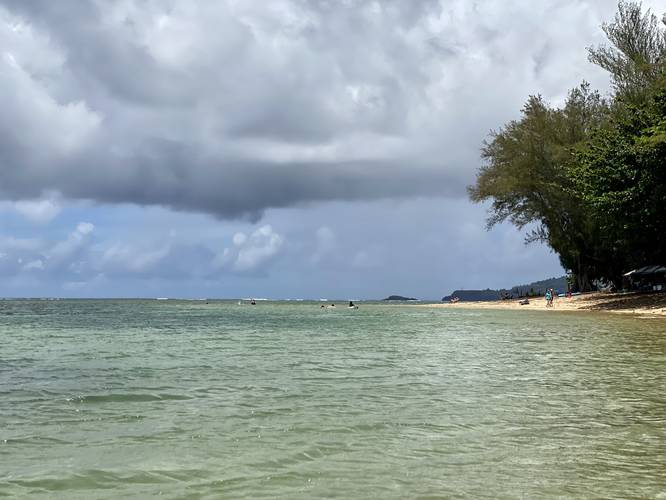 View from the water at Anini Beach facing east