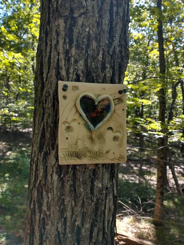 Someone left some love along the trail. This is made of ceramic and was a delightful find.