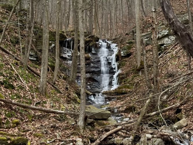Long exposure of Andrea Falls (20-feet tall) as seen from downstream
