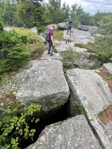 Walking over the bedrock with 40-foot drops, watch your step