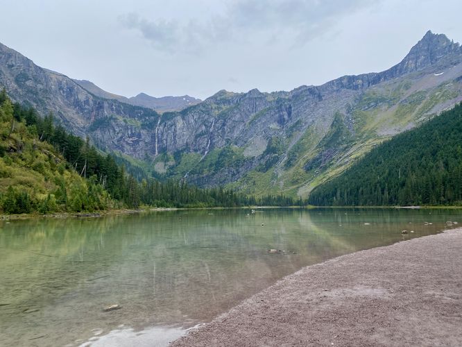 View of Avalanche Lake from the shore